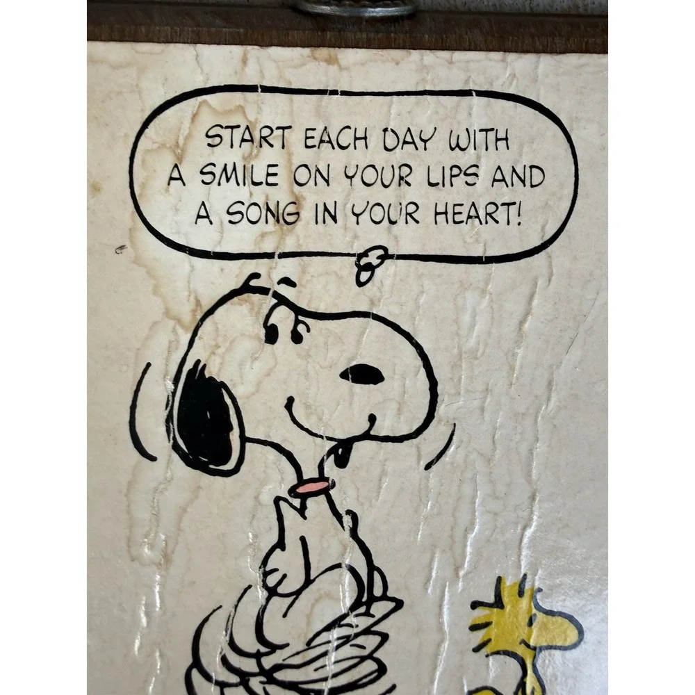 Vintage Peanuts Snoopy Woodstock Wall Plaque Art Vintage 1960s Wood Schulz